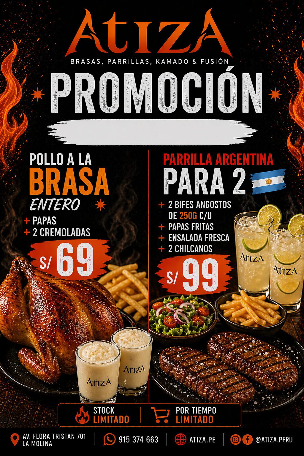 Promoción Pollo y Bife Angosto